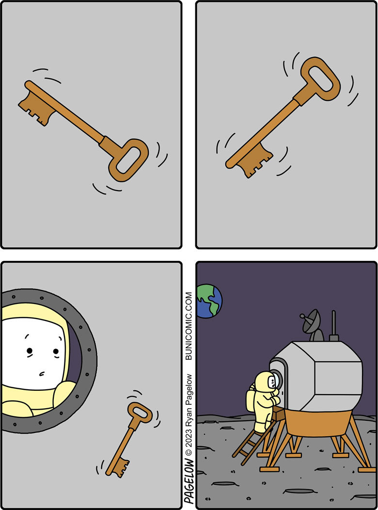 All proper astronauts use old-fashioned skeleton keys to lock up their lunar landers.